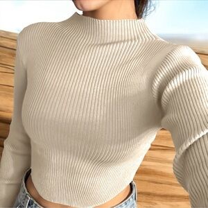 H&M Ribbed Mock Neck Sweater – Chic & Minimalist